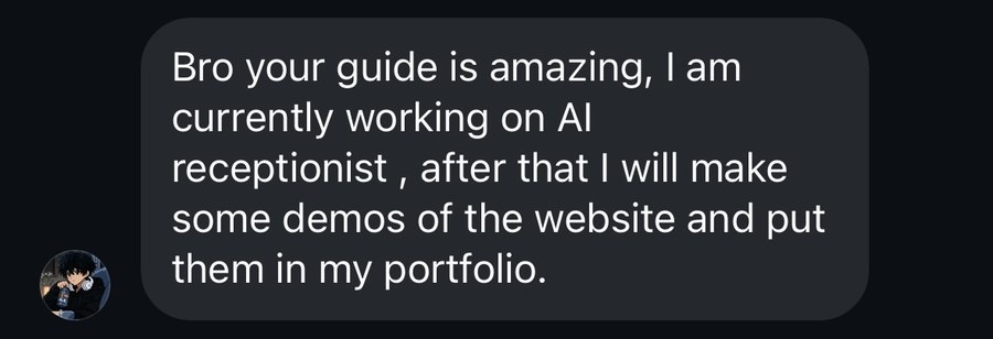 Reader message: your guide is amazing, I will put the demos in my portfolio